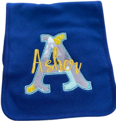 Asher/Initial Baby Burp Cloth