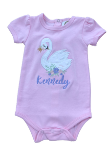 Appliqué Swan Embroidered Name Short Sleeve