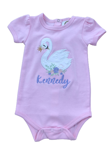 Appliqué Swan Embroidered Name Short Sleeve