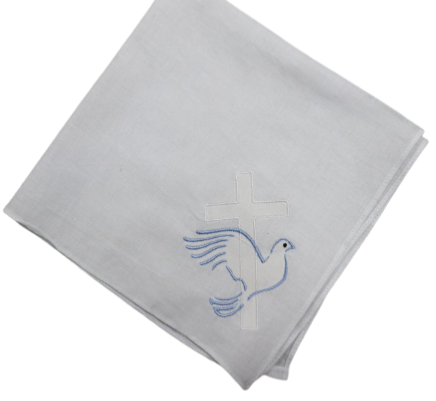Cross/Dove Linen Handkerchief